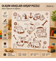 Ulaşım Araçları Eğitici Ahşap Puzzle – 20x20 cm Okul Öncesi Zeka Geliştirici Oyuncak