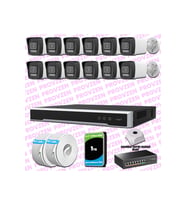 Provzen Hikvision 12 Kameralı IP 1080P ColorVu Güvenlik Kamerası Mikrofonlu Olay Anında bildirim