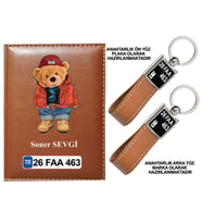 PROMOSYON DENİZİ KİŞİYE ÖZEL AYI TED GÖRSELLİ TABA RUHSAT KABI VE ANAHTARLIK