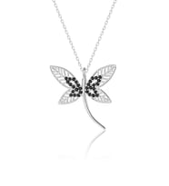 925 ayar Gümüş Siyah Zirkon taşlı Rodyum kaplama Yusufçuk kolye (Rose)