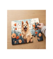 Gülen Sarı Köpek Tasarımlı 24 Parça Ahşap Çocuk Puzzle MPK0440