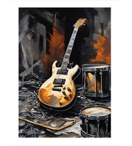Müzik Aletleri Modern Ahşap Tablo