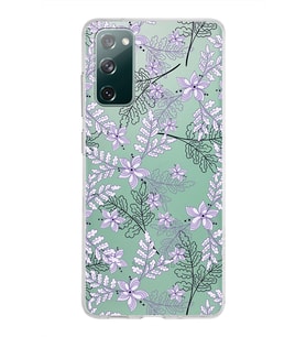 Samsung Galaxy S20 FE Kapak Floral Lila Tasarımlı Şeffaf Silikon Kılıf