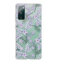 Samsung Galaxy S20 FE Kapak Floral Lila Tasarımlı Şeffaf Silikon Kılıf
