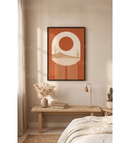 Çöl ve Doğa Minimalist Boho 1. Kalite Ahşap Çerçeveli Tablo