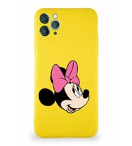 Apple iPhone 11 Pro Max Soft Premier Kapak Minnie Mouse-A Tasarımlı Silikon Kılıf - Sarı (Şeffaf)