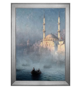 Eski İstanbul Motifli Kanvas Tablo 80 x 110 cm Silver Çerçeve