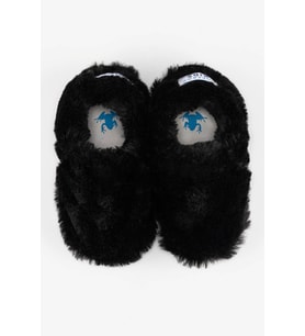 Hopfrög Furry Furry Siyah Kürk Barefoot Patik (Hediye Seti)