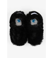 Hopfrög Furry Furry Siyah Kürk Barefoot Patik (Hediye Seti)