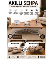 Akıllı Sehpa Mdf Efesçam Oval Köşe Alt Krom Kaplama