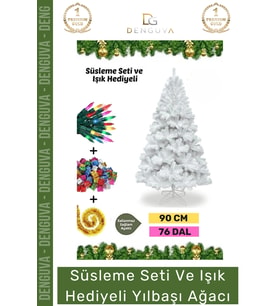 #NoelPaketi Lüks Dekoratif Kaliteli Plastik Ayaklı Sık Yapraklı Yeşil Canlı Yeni Yıl Noel Paketi 90