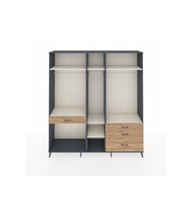Hyperion Dolap 7 Raflı 4 Çekmeceli 3 Askılı 220x44x243 Antrasit-Aytaşı/Çam