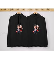 BK Gift Kişiye Özel Sevgililer Karikatürlü İkili Siyah Sweatshirt Seti, Sevgililer Hediye, Çift Hediyesi, Yıl Dönümü Hediyesi, Kişiye Özel Sweatshirt (Model 1)