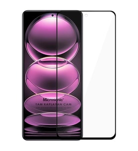 Microsonic Xiaomi Redmi Note 12 Pro Tam Kaplayan Temperli Cam Ekran Koruyucu Siyah