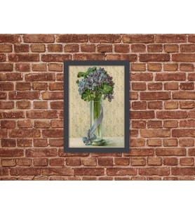 Ahşap Kendinden Çerçeveli Tablo -Vintage Vazoda Çiçek, Standart - 20x28cm (Çok Renkli)