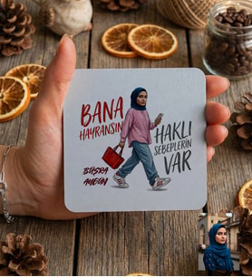Kişiye Özel Karikatürlü Bana Hayransın Bardak Altlığı Doğum Günü Hediyesi