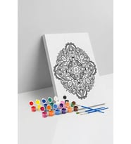 Geometrik Çiçek Desenli Mandala Tuval Boyama Seti 40x50 cm