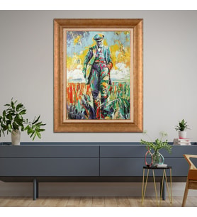Altın Varaklı Çerçeveli Paspartulu Atatürk Tablo z4612 (Gold)