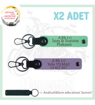 Yol Tutkunları İçin, İsim Plaka ve A+ Kan Grubuna Kişiselleştirilmiş x2 Anahtarlık, Mor-Yeşil-Laci