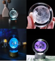 Dolunay Işıklı Cam Küre & Renk Değiştiren Cam Küre , Kristal Işıklı Cam Küre / Dekoratif Led Cam Küre