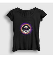 Presmono Kadın Siyah Wormhole Astronaut Uzay T-Shirt 290179tt