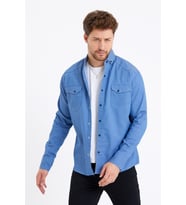 Erkek Çift Cepli Çıt Çıt Düğmeli Slim Fit Kot Gömlek
