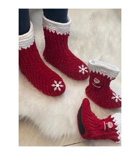 noel baba christmas yılmaşı panduf ev içi botu peluş kaydırmaz keçe taban çocuk anne baba (Kırmızı)