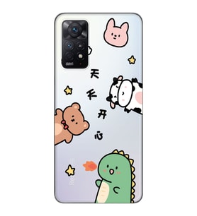 Redmi Note 12 Pro 4G Uyumlu Sevimli Hayvanlar Desenli Şeffaf Telefon Kılıfı
