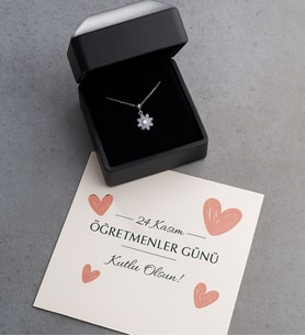 925 Ayar Gümüş Mor Lotus Kolye - Öğretmenler Günü - Sınıf Öğretmenine Özel