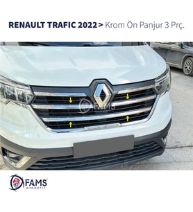 RENAULT TRAFIC Krom Ön Panjur 3 Prç. 2022 üzeri Paslanmaz Çelik