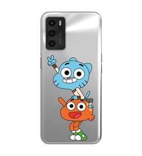 Oppo A16 / A55 Uyumlu Gumball & Darwin Tasarımlı Şeffaf Telefon Kılıfı