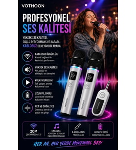 Kablosuz Karaoke Çift Mikrofon 6.5 mm Sahne Parti Düğün Aktivite Amfi Hoparlör
