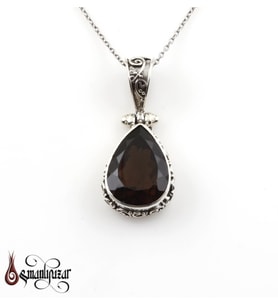Orjinal Garnet Taşlı 925 Ayar Gümüş Kolye