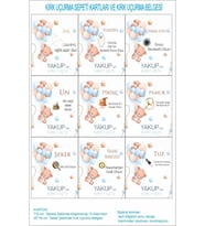Kırk Uçurma Kartları Erkek Bebek 12 Adet 7*9 Cm Tabaka Şeklinde B