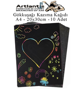 Sihirli Gökkuşağı Kazıma Kağıdı A4 10 Yaprak 1 Paket 20x30 cm Siyah Sihirli Kağıt Rainbow Paper