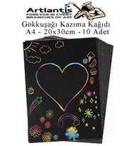 Sihirli Gökkuşağı Kazıma Kağıdı A4 10 Yaprak 1 Paket 20x30 cm Siyah Sihirli Kağıt Rainbow Paper