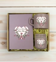 BK Gift Kişiye Özel İsimli DTF Anne Temalı Mat Gri Defter & Kahve Fincanı & Mum Hediye Seti-5, Anneye Hediye, Anneler Günü Hediyesi