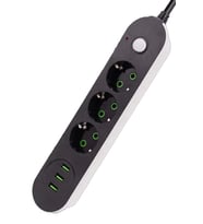 Termal Akım Korumalı Akıllı 3 Lü Grup Priz Ve 3 Lü USB Şarj Portlu 2 Metre Uzatma
