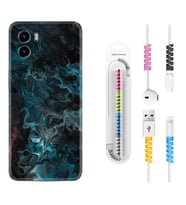 Vivo Y15S Y32 Y33S Y51 Y53S Kılıf Kablo Koruma Spiral Silikon Colorful Abstract 1384