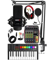 Stüdyo Ekipmanları Midi Live Paket-2 Ses Kartlı Mikser Midi Klavye MX-2020 Mikrofon Kulaklık