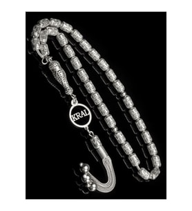Sertifikalı Gümüş Tespih 5x8mm 21 gr Kapsül Kesim, İsimli Tespih (Gri)
