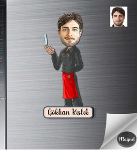 Kişiye Özel Berber Erkek Ahşap Magnet -3