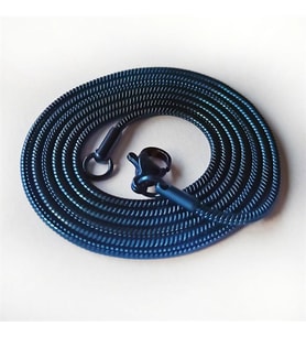 Snake Yılan Model Mavi Erkek Çelik Kolye Zincir Yuvarlak Model