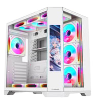 Rampage NOVA 9.16 Lcd Ekranlı Hub+Kumanda Beyaz 7x12cm ARGB Fan+Kumanda Gaming Oyuncu Kasası