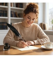 Kutulu Kuş Tüyü Divit Kalem Mürekkep Hokka Seti