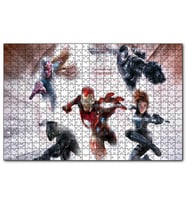Cakapuzzle Iron Man Black Widow Falcon Black  Puzzle Yapboz MDF (Ahşap) (120 Parça)