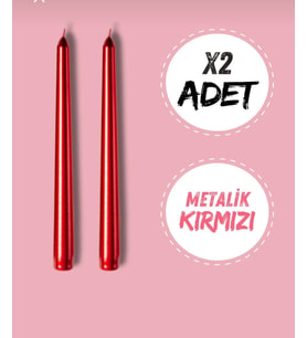 ASTRA LED Şamdan Mumu, Yılbaşı, Kına, Parti, Doğum Günü, Bekarlığa Veda - "METALİK KIRMIZI", 2 Adet (Yılbaşı Kırmızısı)