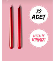 ASTRA LED Şamdan Mumu, Yılbaşı, Kına, Parti, Doğum Günü, Bekarlığa Veda - "METALİK KIRMIZI", 2 Adet (Yılbaşı Kırmızısı)