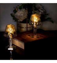 2 Adet Kristal Elmas LED Masa Lambası Pilli Projeksiyon Mini Şeffaf Abajur Gece Lambası Küçük Boy 12cm