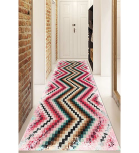 Dijital Baskılı Kaymaz Taban Yıkanabilir Modern Yolluk Ve Koridor Halısı NDU-HT-114 (Pembe)